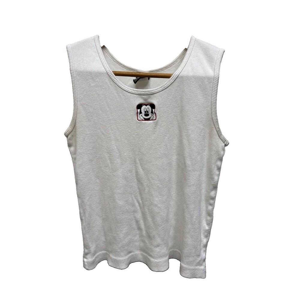 Mickey Unlimited Vintage Disney Mickey Mouse Tank White Ribbed Jerry Leigh XL